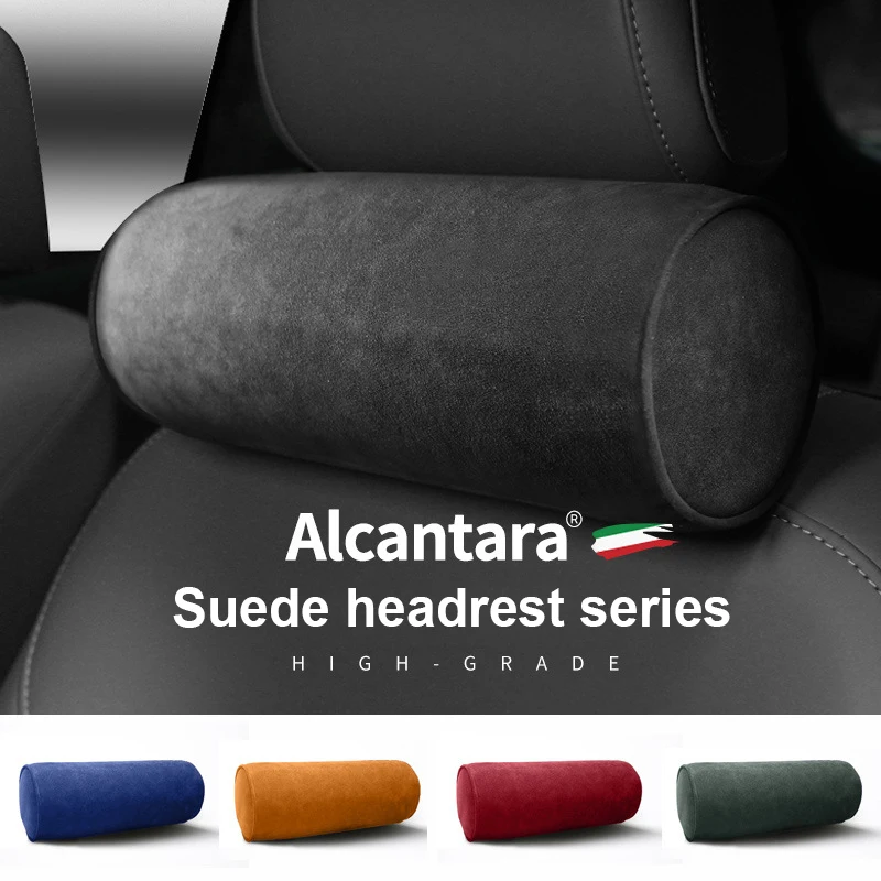 

Car Neck Pillow Alcantara Suede Circular Headrests Mounted Cervical Spine Protection Pillow Universal Car Use For Porsche