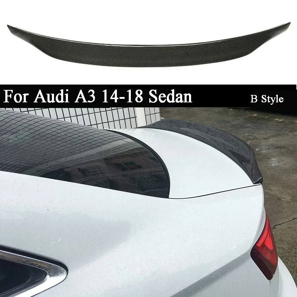 Car Carbon Rear Trunk Spoiler Boot Wing For Audi A3 2014 2015 2016 2017 2018 Sedan