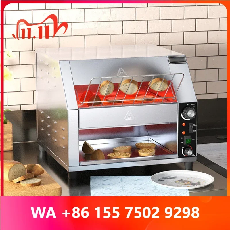 Chain-Type Toaster Oen, Commercial Track-Style Bread Baking hine, Stainless Steel, Automatic Temperature Control