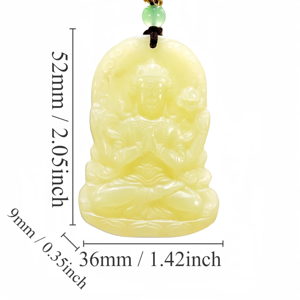 Natural  Yellow Jade Kirin Pendant Bodhisattva Necklace Amulet Chinese Gifts for Men Women Jadeite Jewelry Carved Fashion Charm