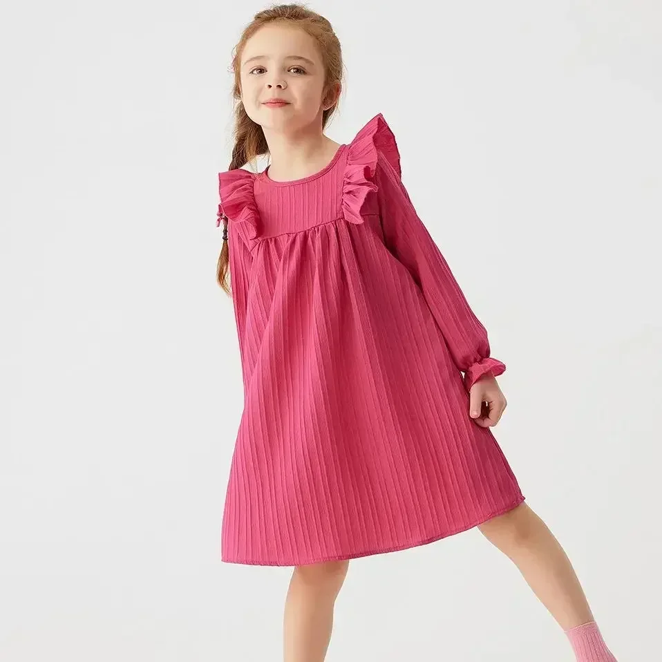 2024 Todder Girls Dresses Spring Princess Party Casual Ruffles 0-5Y Baby Children Valentine’s Day Gifts Long Sleeves Dress Fall