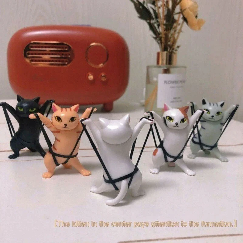 5 PC 춤 고양이 그림 장식 애니메이션 고양이 모델 패션 장난감 매혹적인 고양이 캡슐 장난감 인형 케이크 장식
