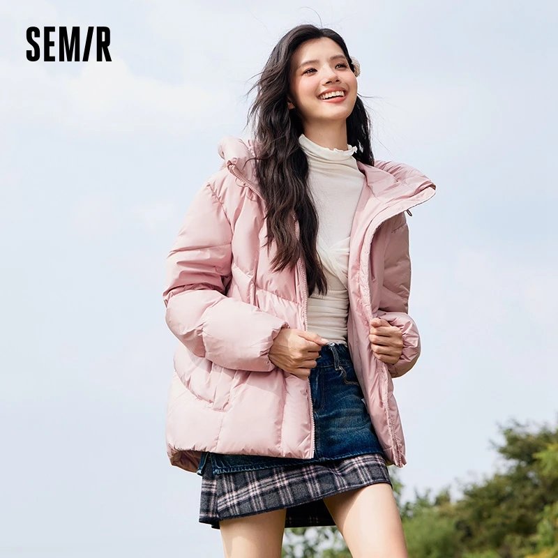 Jaqueta semir com capuz feminino, de comprimento médio, impermeável e quente, grande, casaco versátil, inverno