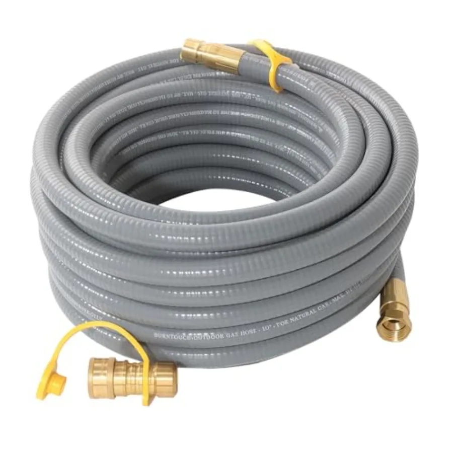 

3/8 inch Natural Gas Hose with Quick Connect Fittings, Natural Gas Hose fit for BBQs Grills, Pizza Ovens, Patio Heater and More