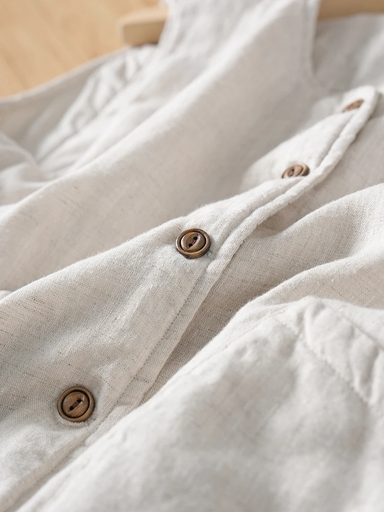 Faionable Versatile Thiened Cotton Linen Svel Warm Vest Women's Autumn Winter Casual Artistic Retro Cotton Jaet