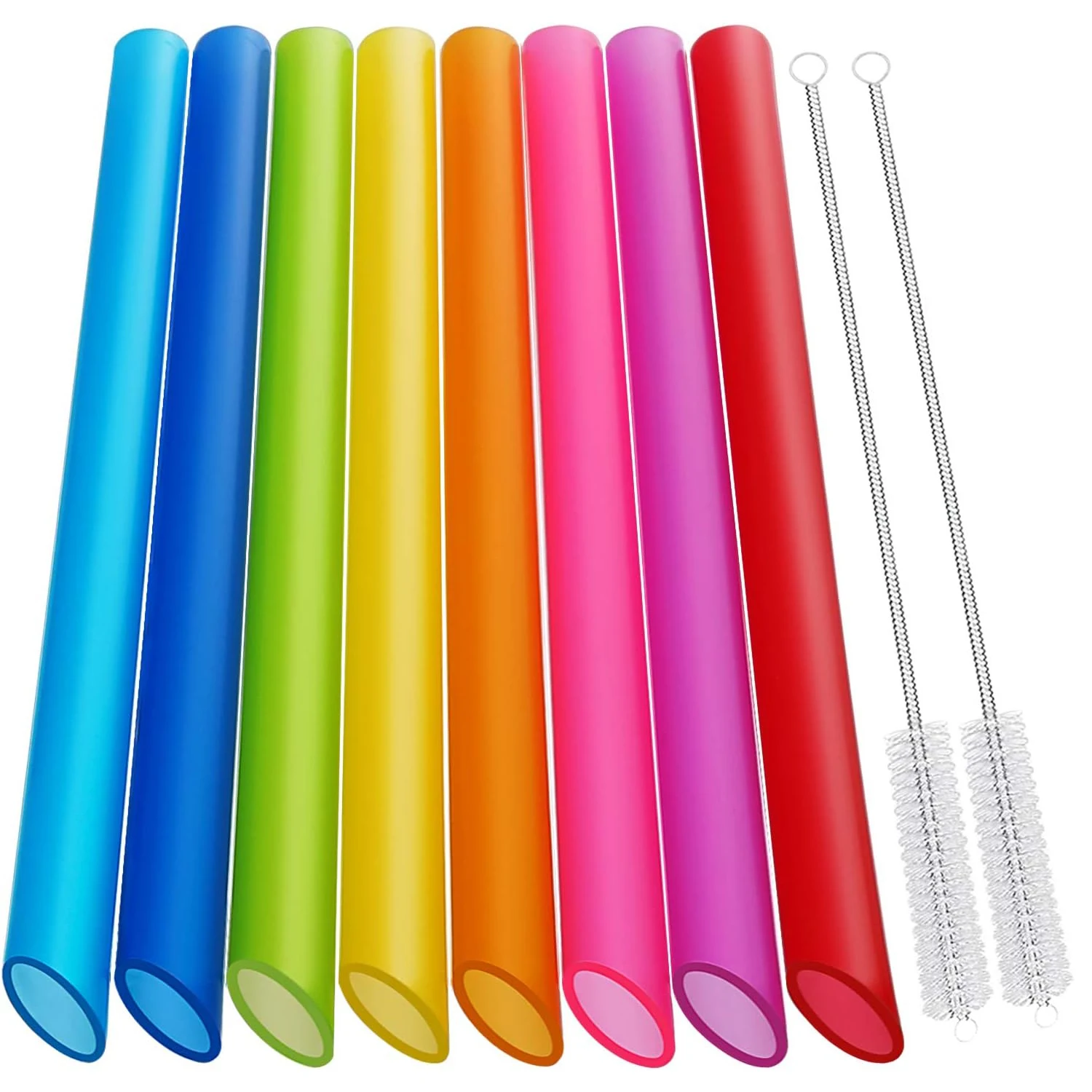 [Angled Tips],8 PCs Reusable Boba Straws and Smoothie Straws, Multi Colors, Jumbo Wide Reusable Straws, BPA Free, Food-Grade