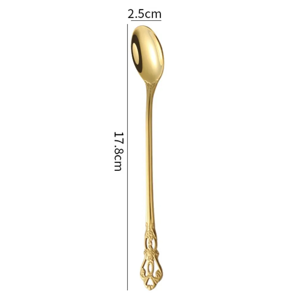 Stainless Steel Gold Spoons Set for Ice Cream Dessert Soup Tea and Beverage For Serving Four Practical Sizes Dishwasher Safe