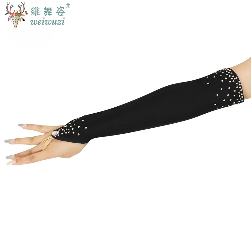 라틴 댄스 다이아몬드 장갑 슬리브 댄스 소녀 여성 전문 경쟁 액세서리 섹시한 댄스 스포츠 파티 장식