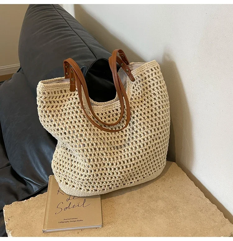 

Large Capacity Bag Women 2024 New All-in-one Shoulder Beach Holiday Bag Braided Straw Tote Bag Сумка Женская Hot Selling