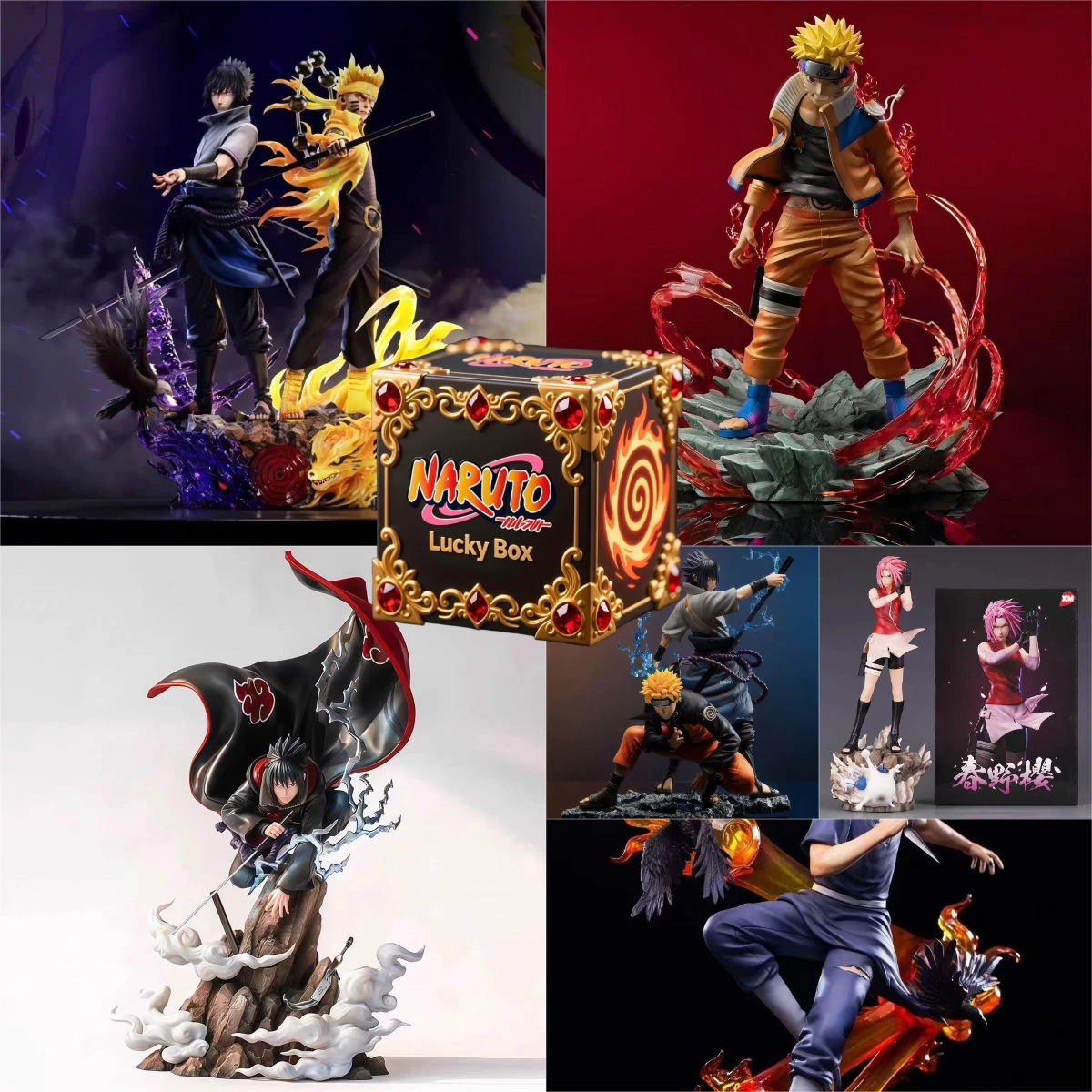 

Naruto Anime Figure Blind Box with Naruto, Sasuke, Kakashi, Itachi, Random Collectible Model Toy Gift for Fans