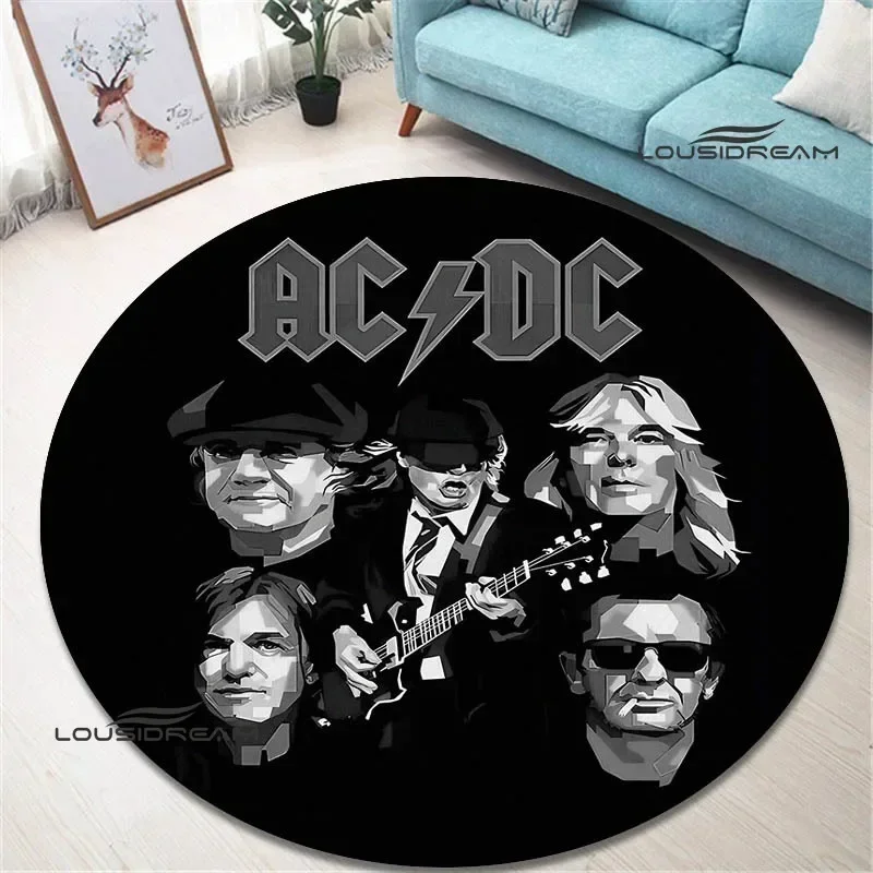 3D Rock band AC/DC retro printed round carpet bedroom beautiful carpet non -slip door pad floor mats area rug birthday gift