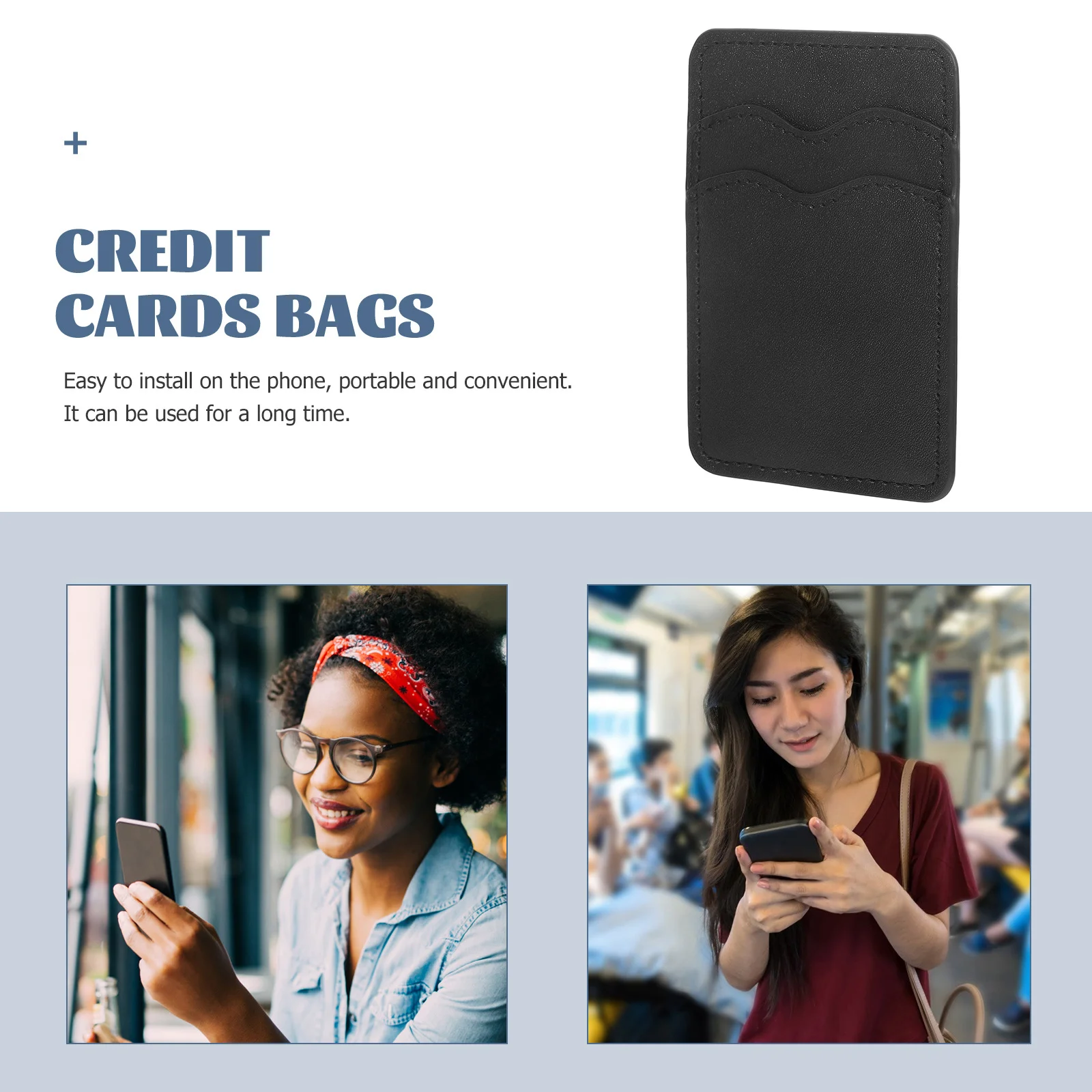Porte-cartes adhésifs pour téléphone portable, faux portefeuille à coller sur le dos, double fente, étui pour cartes de visite d'identité de crédit, Design mince