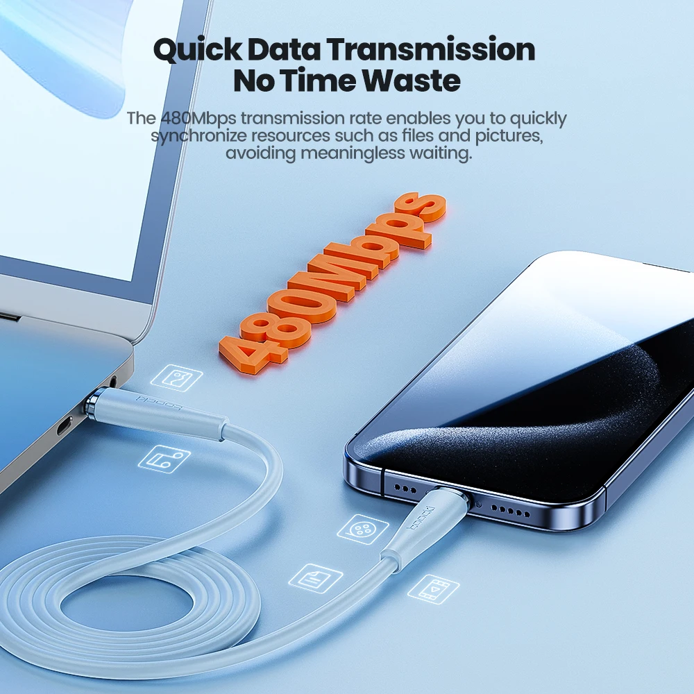 Toocki PD 60W USB C To USB C Cable 3A Fast Charge Type C C Cable For Applebook iPhone 15 Samsung S24 Huawei Xiaomi Earphone Cord image 4