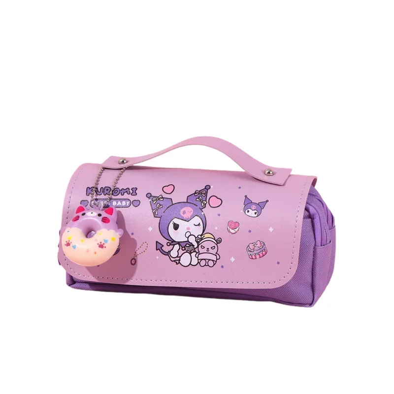 حقيبة مستحضرات التجميل هالو كيتي صندوق أدوات مكتب كورومي حقيبة أقلام رصاص للطلاب متعددة الوظائف بطبقة مزدوجة سعة كبيرة