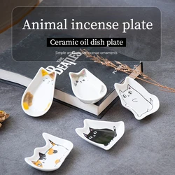 Cat Ceramic Dish Seasoning Dipping Bowl Animal Ceramic Dish Cherry Blossom Trinket Platos Sauce Dish Flower Dish for Kitchen New
