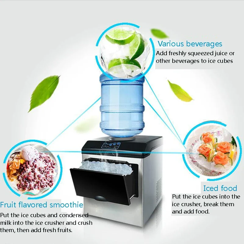 ماكينة صنع الثلج المحمولة |   صانعة ثلج على سطح الطاولة مع وظيفة التنظيف الذاتي مع مقاسين ثلج اختياريين