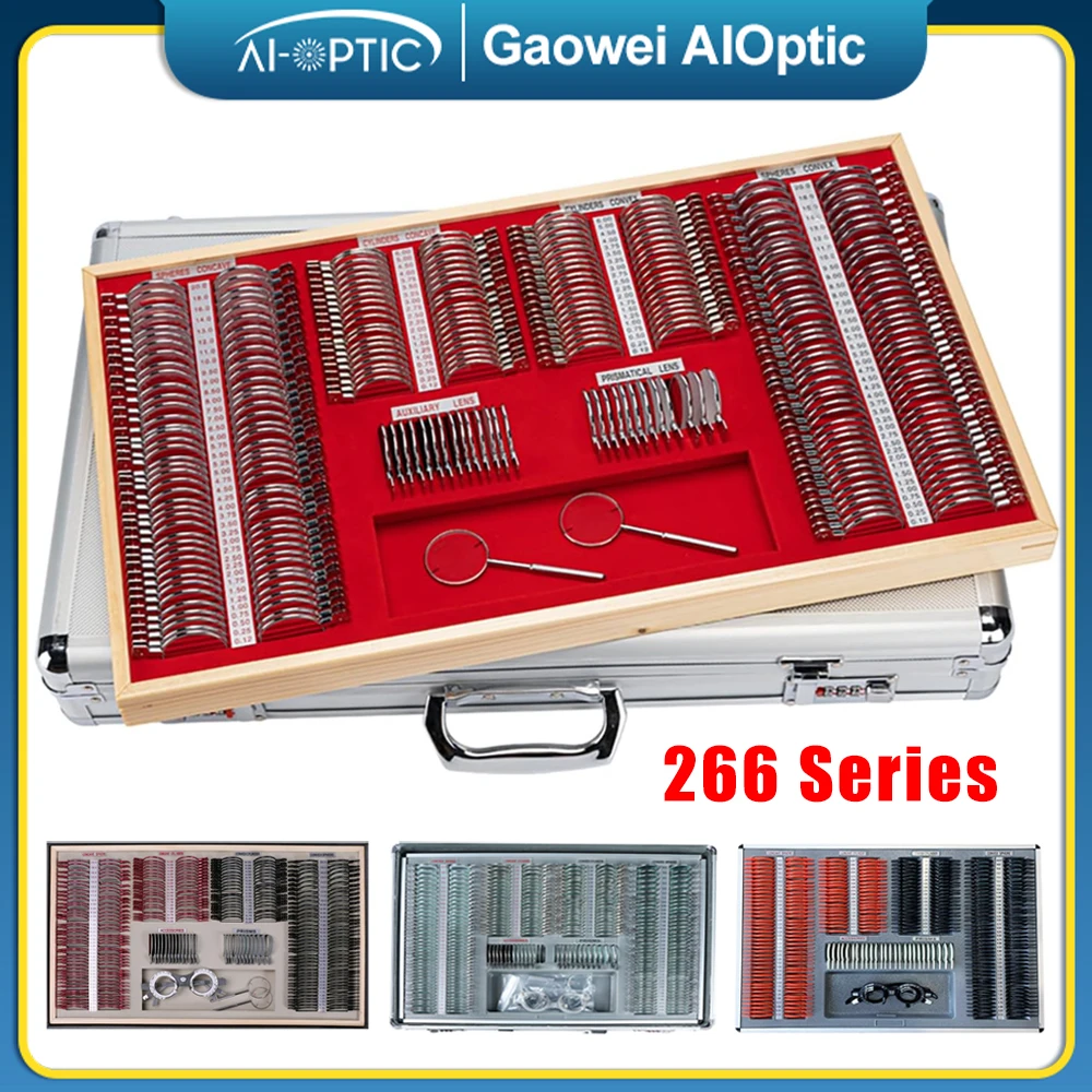 LINK 266 Pcs Optical Lens High Quality Optical Optometry Trial Frame Set Plastic Ring Trial Lens Set Aluminum Case Box Grade A/B