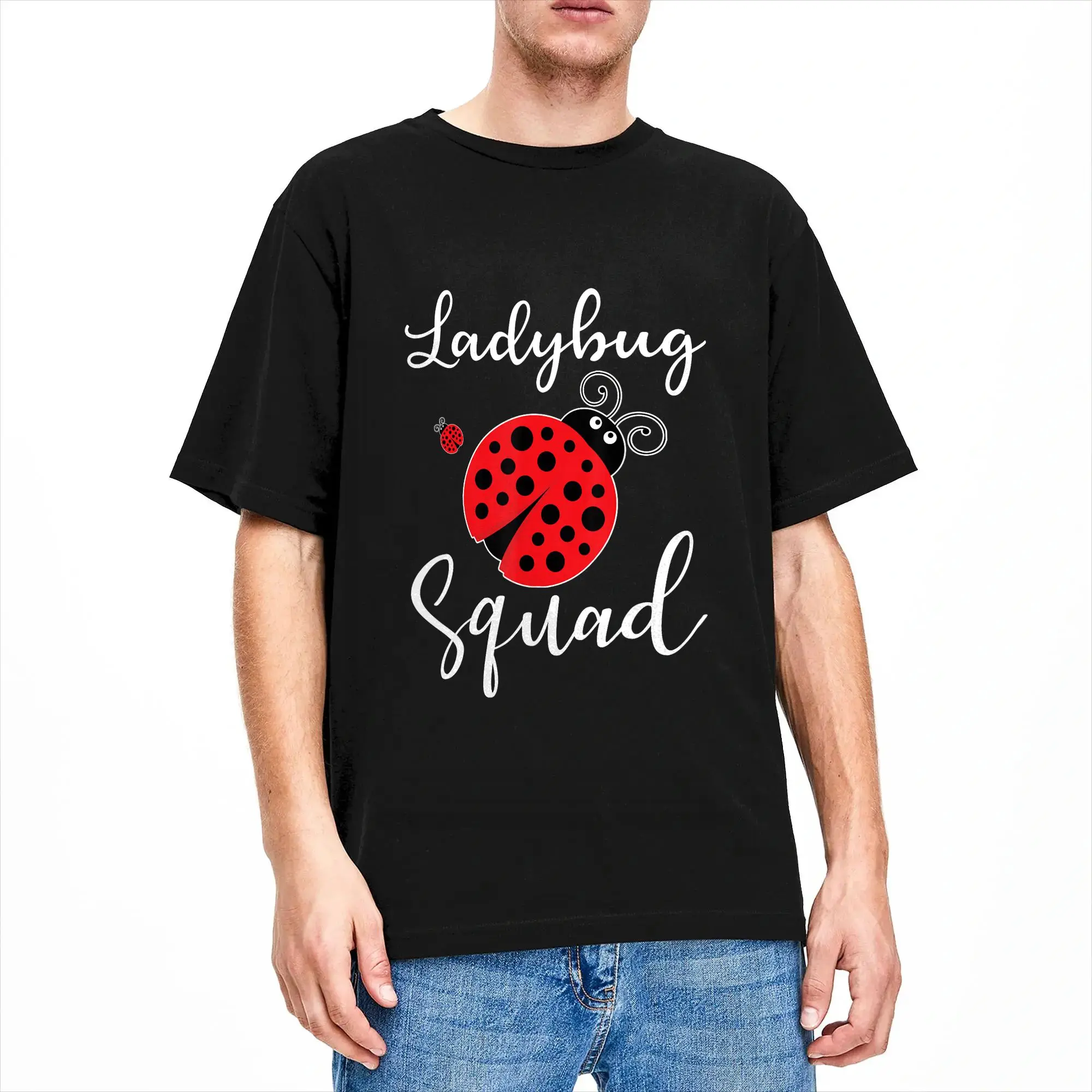 Men Ladybug Squad T Shirt  Pure Cotton Clothes Hipster Short Sleeve Crew Neck Tee Shirt Big Size T-Shirt