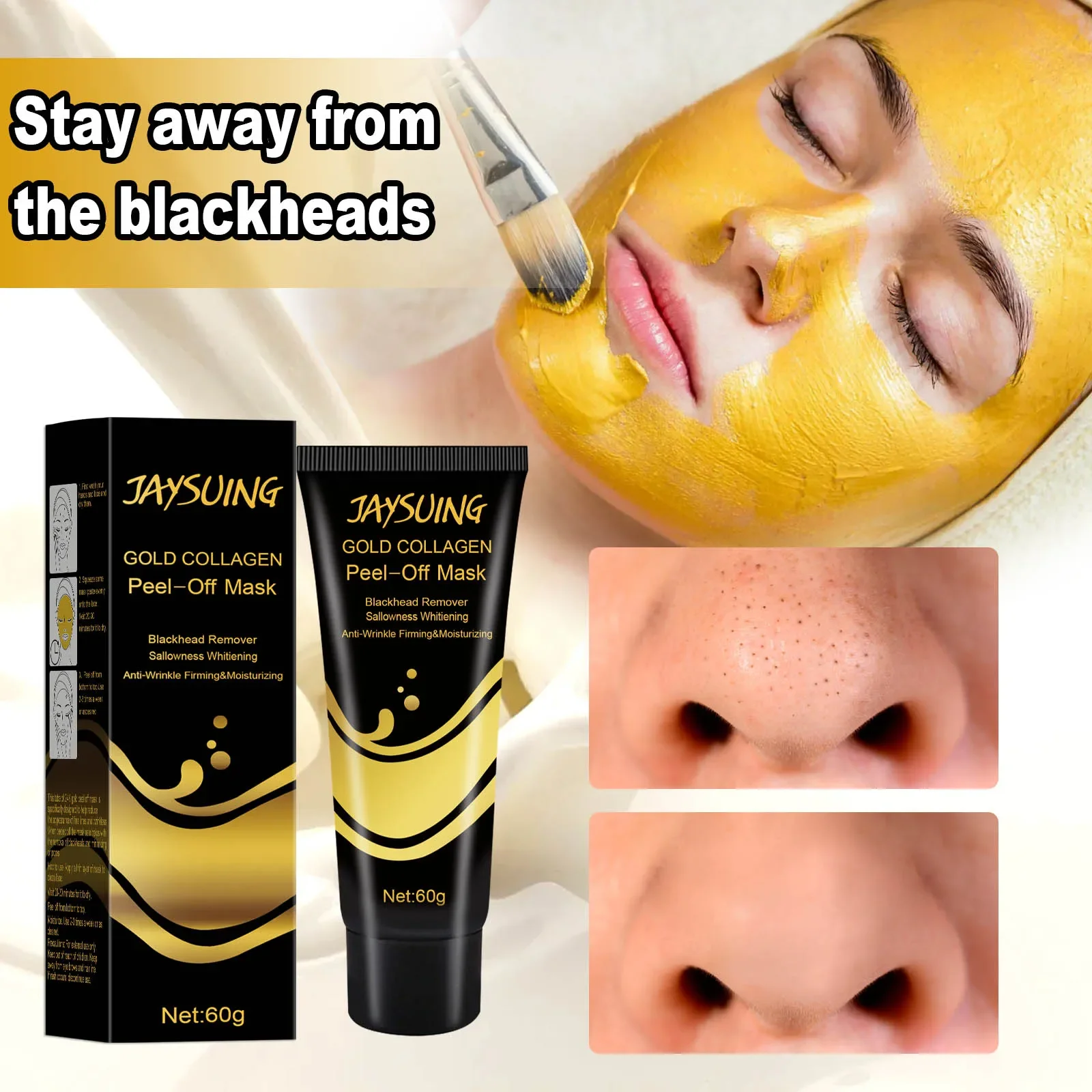 60g Gold Tearing facial mask Cream Remove blackheads and acne, shrink pores, control oil, moisturize and wash free facial mask