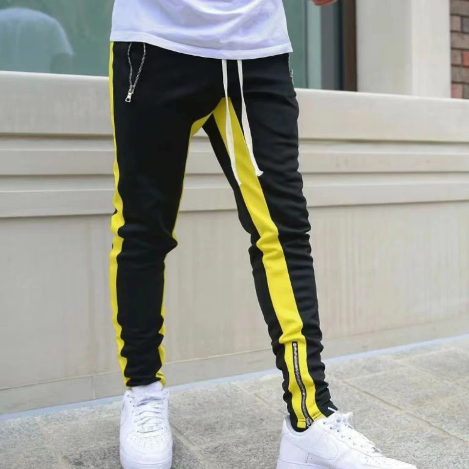 2023 Autumn New Long Leg Zipper Men's Casual Sports Pants Running Pants Double Pocket Zipper Jogging Pants