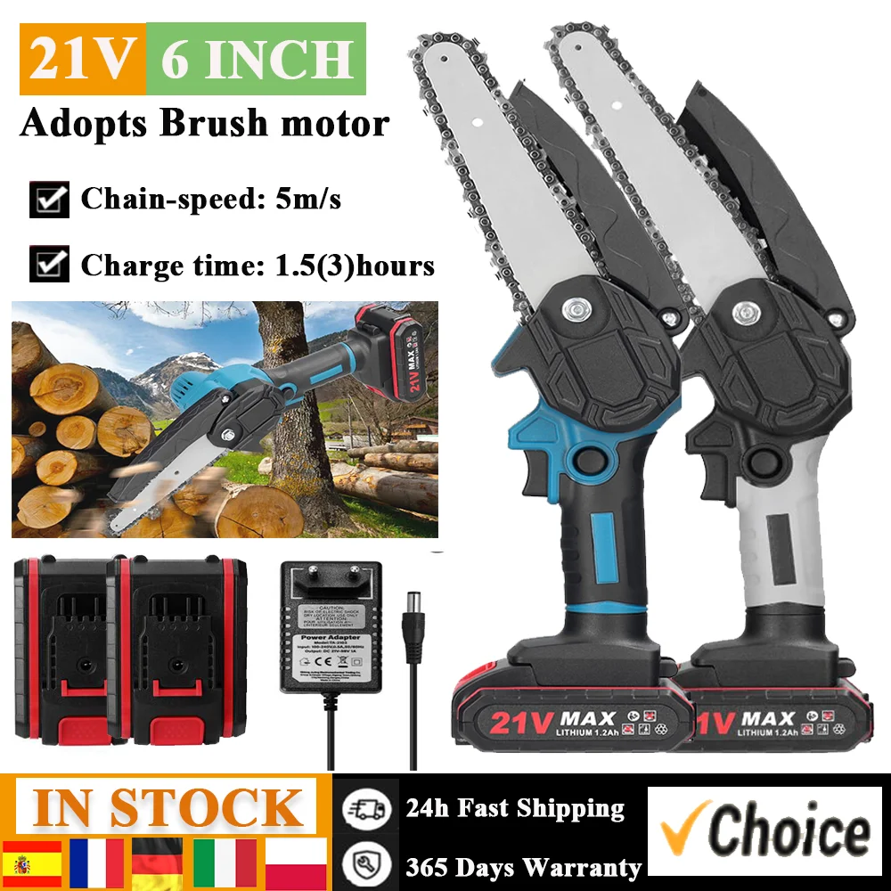 21V 6 inch Portable Electric Pruning Saw Wood Splitting Chainsaw Brushed Motor One-handed Woodworking Tool for Makita Battery