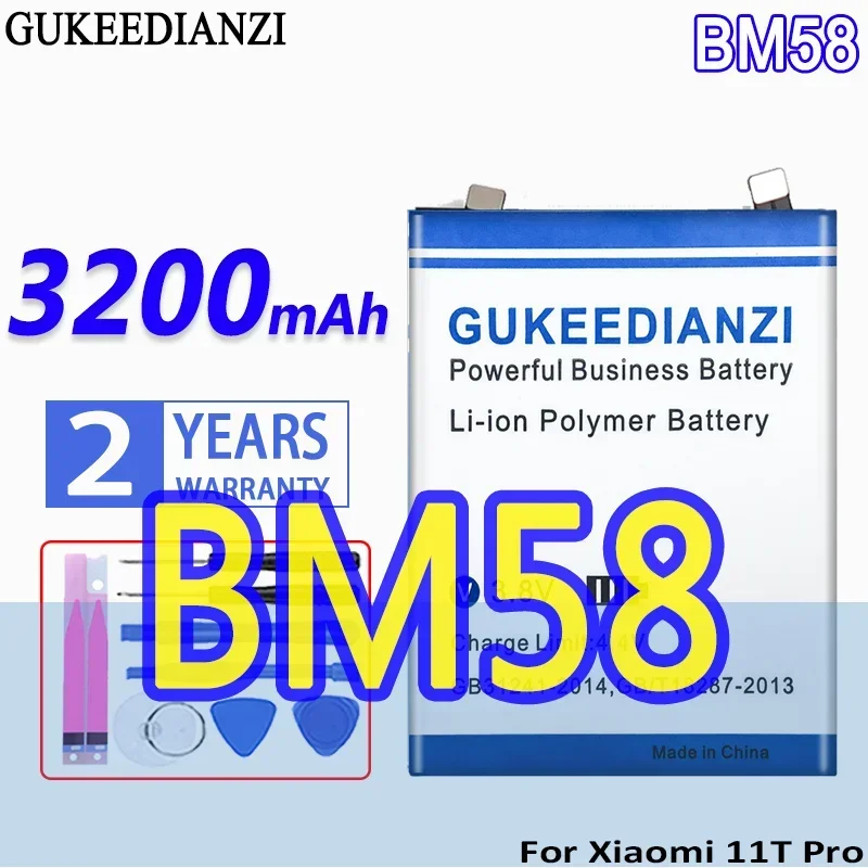 High Capacity GUKEEDIANZI Battery BM58 3200mAh For Xiaomi Mix 4 Mix4 11T Pro 11TPro 5G Mobile Phone Batteries