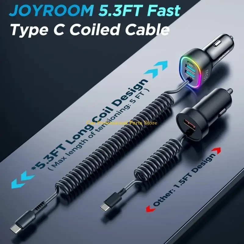 

R53D 60 Вт PD Автомобильное зарядное устройство USB Type C Адаптер для быстрой зарядки автомобильного телефона с кабелем Type-C
