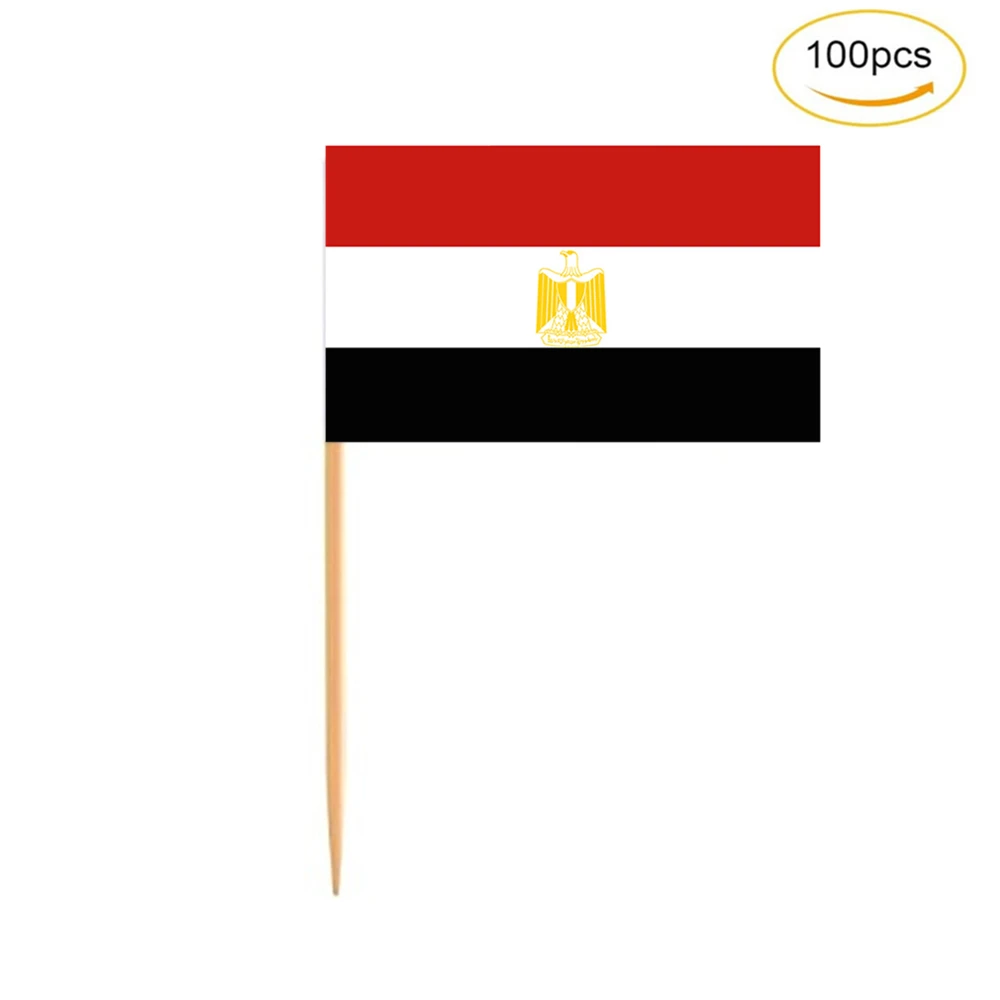 100Pcs/Set Mini Egyptian Flag Toothpick Banner Cake Topper Party Bar Restaurant Pub Dessert Accessory Flag Of Egypt