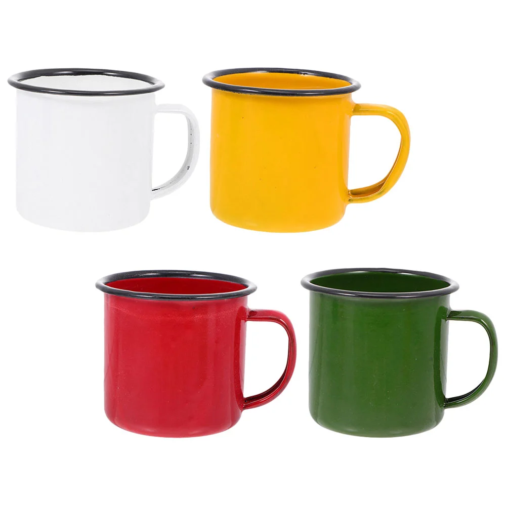 4 Pcs Retro Enamel Mug Water Cup Coffee Home Enamelware Old Style Vintage Tea Drinking