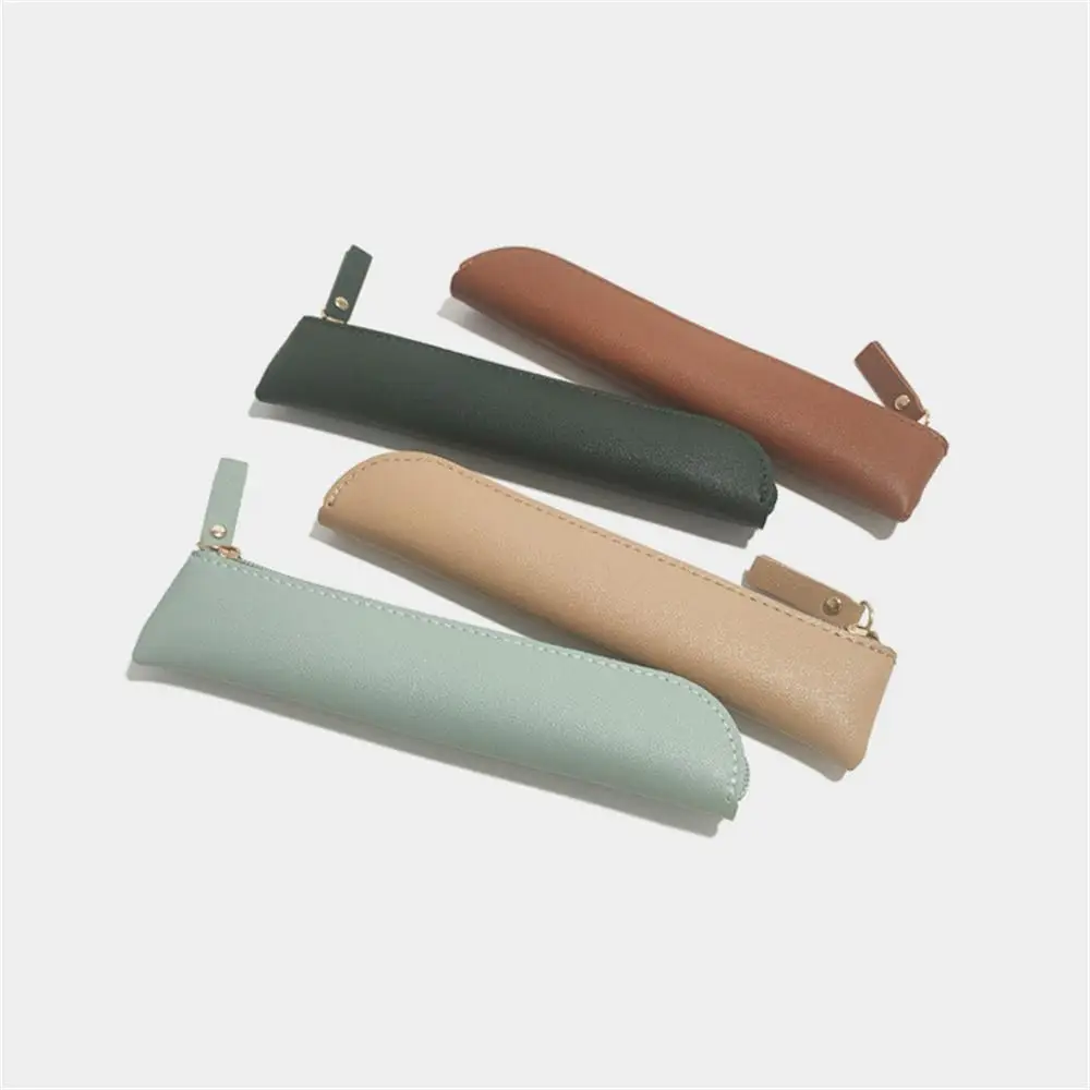 Genuine Leather Pencil Bag Cowhide Handmade Pen Case Student Stationery Holder School Supplies Stationery Storage Organization