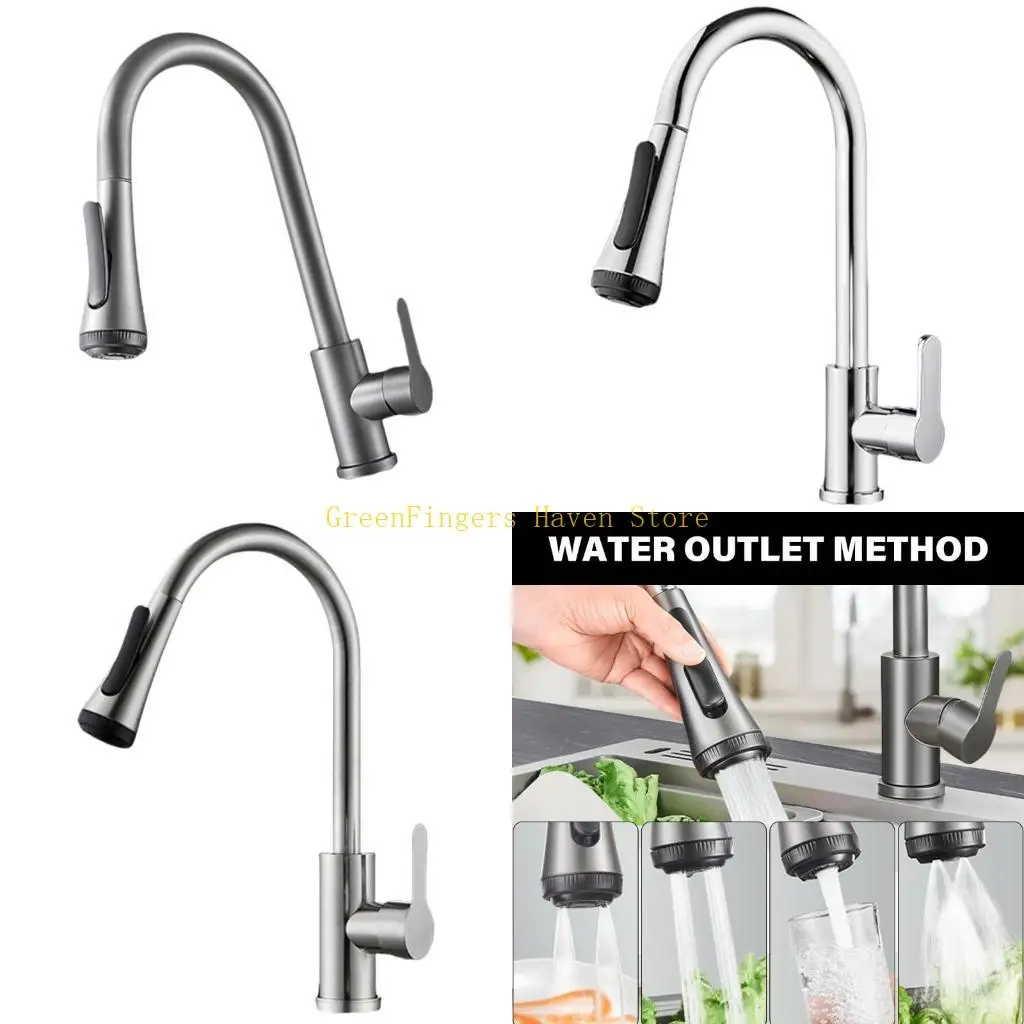 

F68D Multifunctional Pull Down Faucet Easy Installation & Stainless Finish Upgrades Stretchable Sink Tap for Household Use
