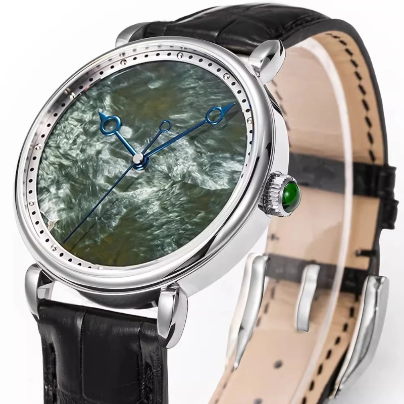 

2025 Limited Edition 41Mm Agate Gem Dial Men's Watch Green Dragon Crystal Waterproof Mechanical Watch ETA