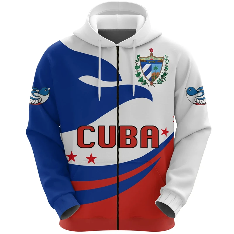 

Cuba Flag Map 3D Print Zip Up Hoodies For Men Clothes Cuban National Emblem Hoody Tracksuit Fashion Boy Zipper Hoodie Women Tops