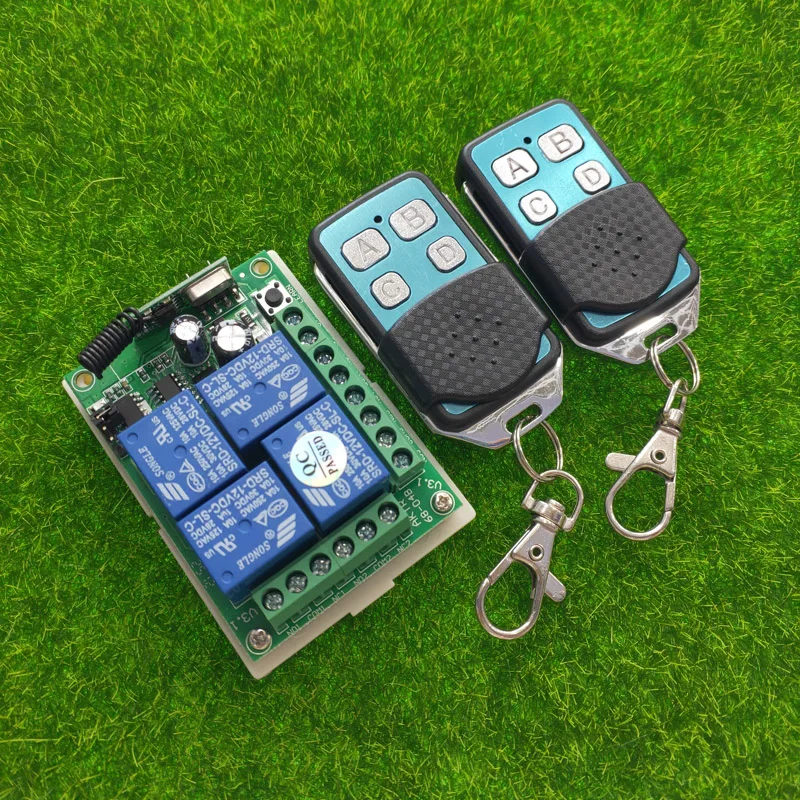 

433 МГц Универсальный DC24V 10A 4-канальный RF Беспроводная система дистанционного управления Передатчик Электромобиль Двигатель Освещение/лампа/