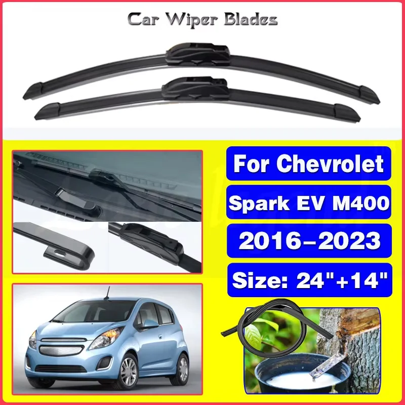 

Car Wiper Blades Fit For Chevrolet Spark EV M400 2016 - 2023 Wiper Blades Soft Rubber Auto Front Windscreen Windshield 24"+14"