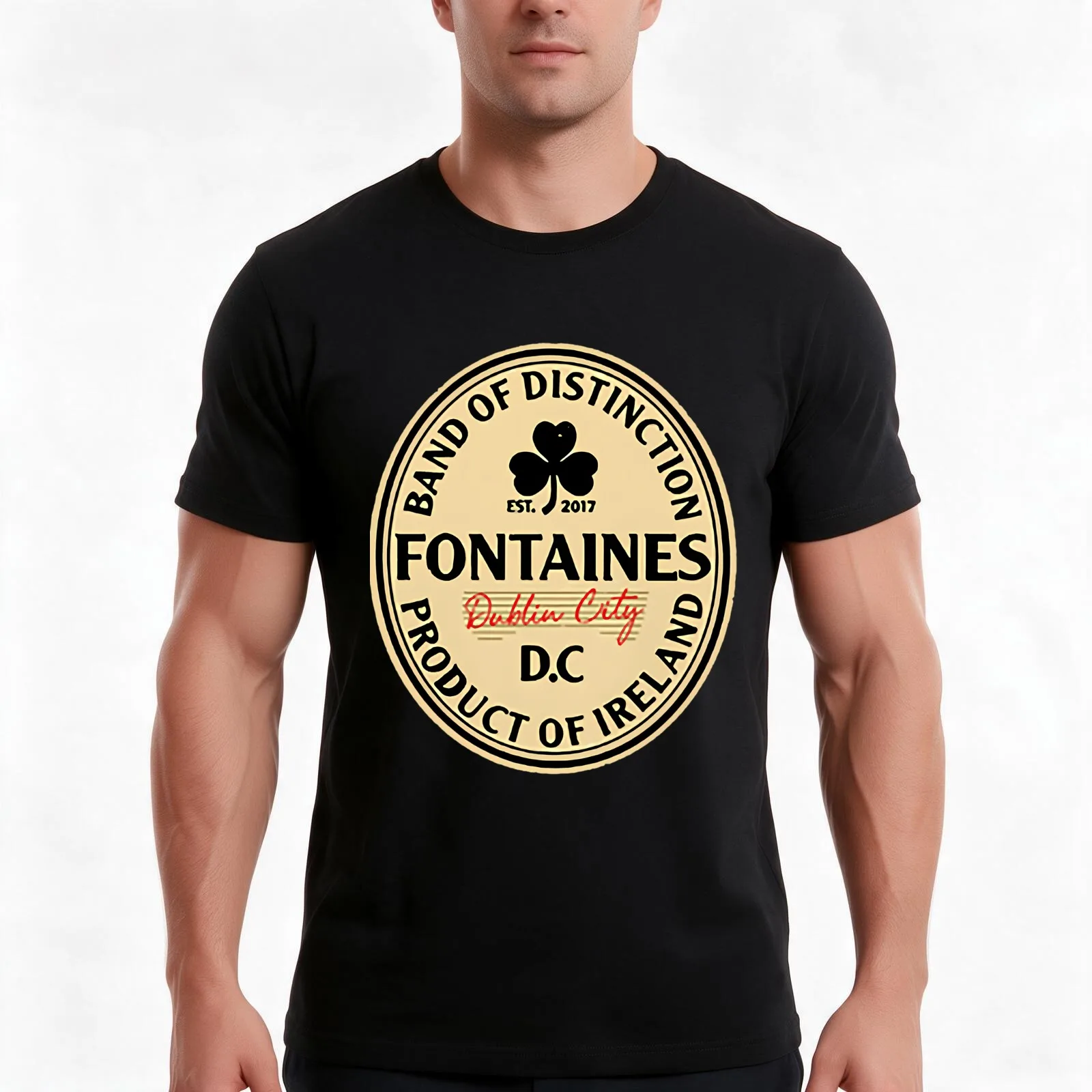 Retro Logo Decal Fontaines Band Of Distinction T-Shirt, Funny Graphic Print Tee, Unisex Cotton Casual Short Sleeve Top