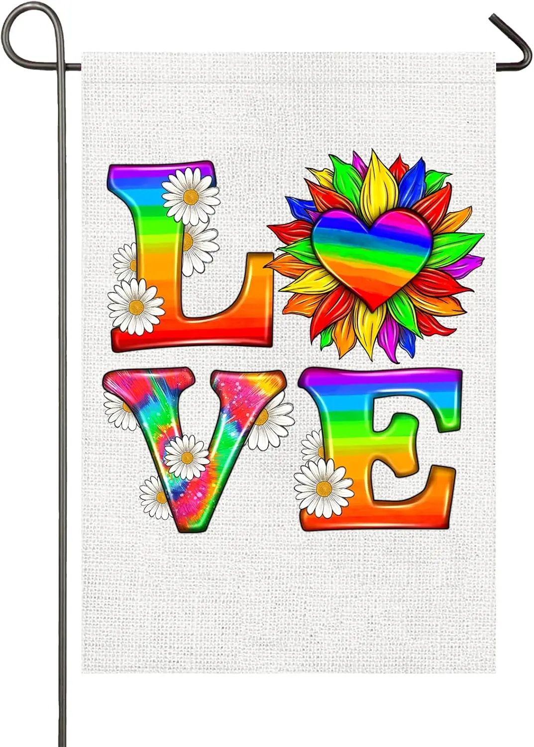 Love Pride Garden Flag 12x18 Double Sided Tie Dye Love is Love Rainbow Garden Banner Gay Lesbian Transgender Bisexual LGBTQ Prid