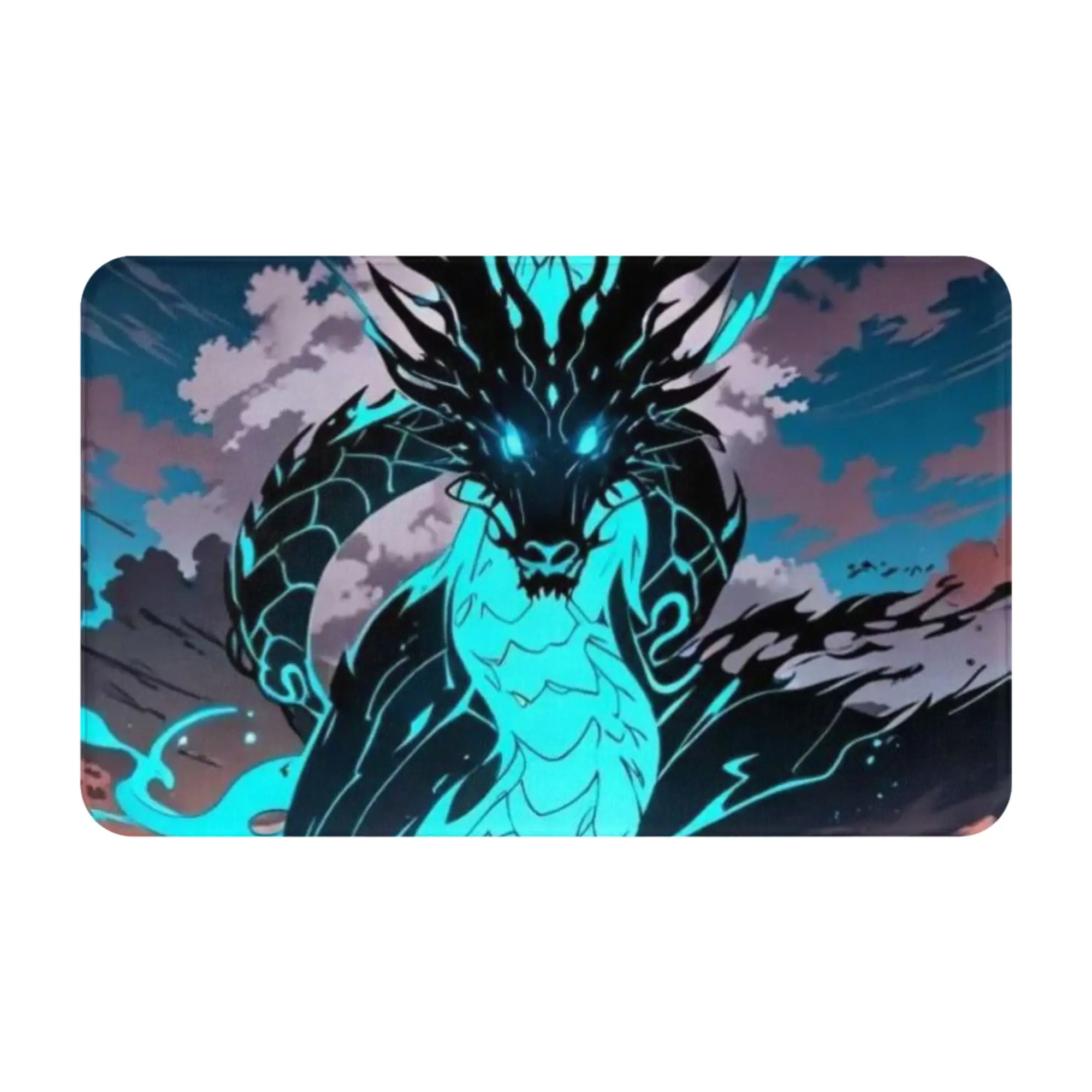 Cyan Dragon Boy Reflection Anime Art Non-slip Mat Living Room  Welcome Doormat Home Decoration