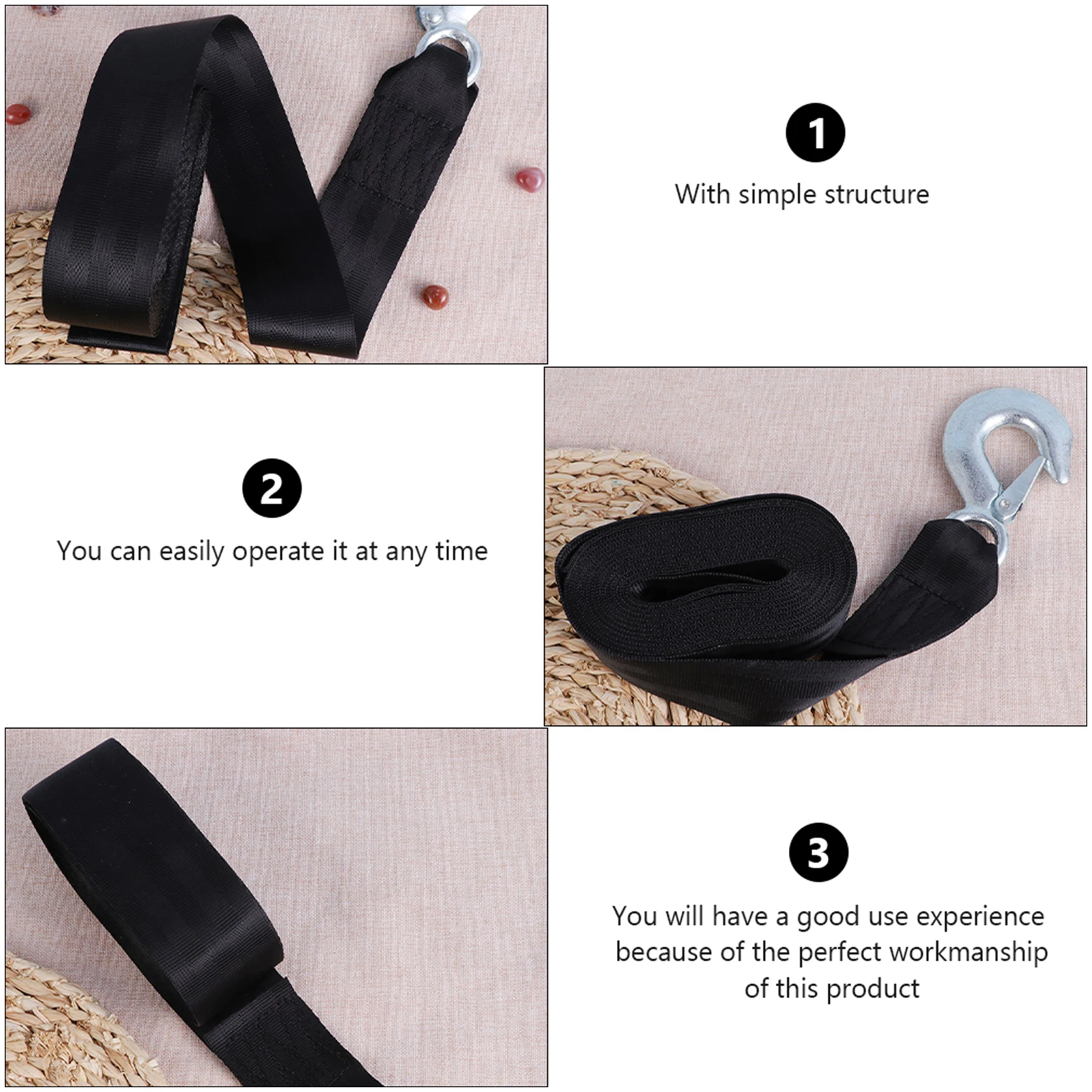 

Heavy Duty Trailer Strap With Hook Vibration Reduction Durable Replacement Rope For Car Towing Marine Launching Trailer Belt
