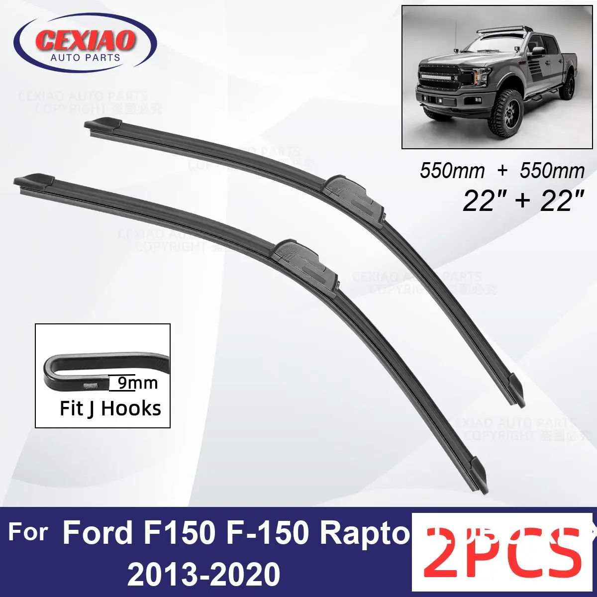 

Car Wiper For Ford F150 F-150 Raptor LOBO XL XLT 2013-2020 Front Wiper Blades Soft Rubber Windscreen Wipers Auto Windshield