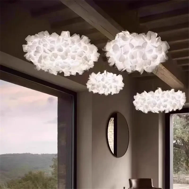 Italian Art Flower Petal Style Pendant Light Nordic Clouds Led Chandelier for Living Dining Bedroom Home Decoration Lamp Fixture