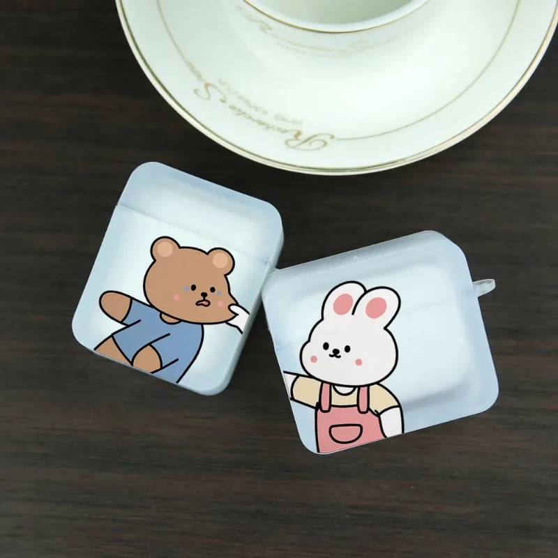 

Fun Cute Bunny Bear Couple Cover for Airpod Pro 2Third Headphone Cover for AirPods 2Funny Cartoon Animal Soft Cover for Airpod 2