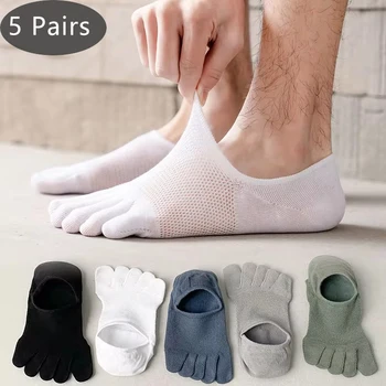 Calcetines invisibles para dedos de los pies, medias de algodón fino, suave, elástico, transpirable, desodorante, 5 pares, Verano