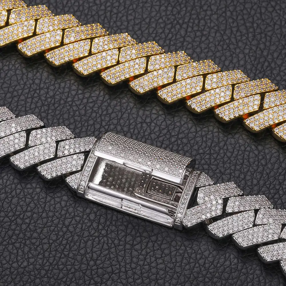 High Quality 16mm Iced Out Miami Cuban Link Bracelets 925 Vvs Moissanite with Brilliant Sparkle