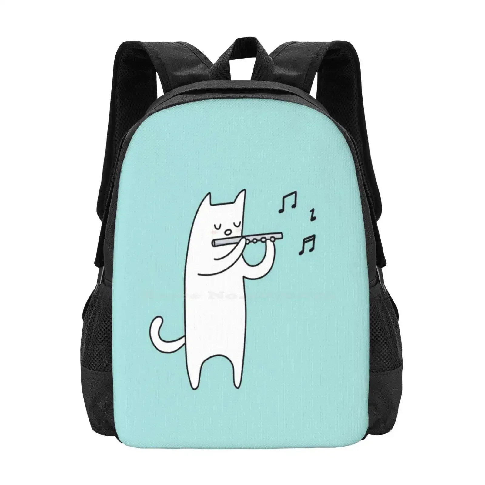

Flute Cat Hot Sale Schoolbag Backpack Fashion Bags Cats Kitty Kittens Kitties Cute Adorable Funny Flutist Symphony Band Class
