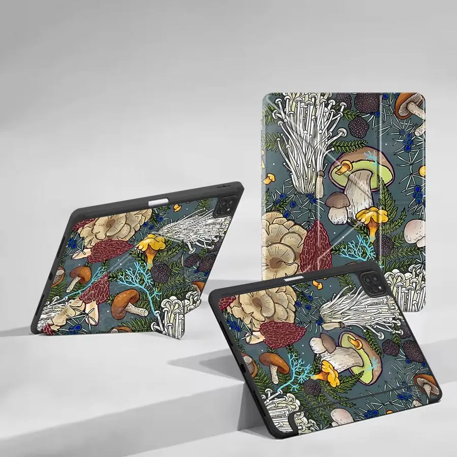 Vintage Mushroom Print Holder Cover Tablet Case For iPad Pro 2025 Mini 6 7 Pro 11th 10th 9th 8th 7th 12.9inch Air 4 5 M3 M2 1 2