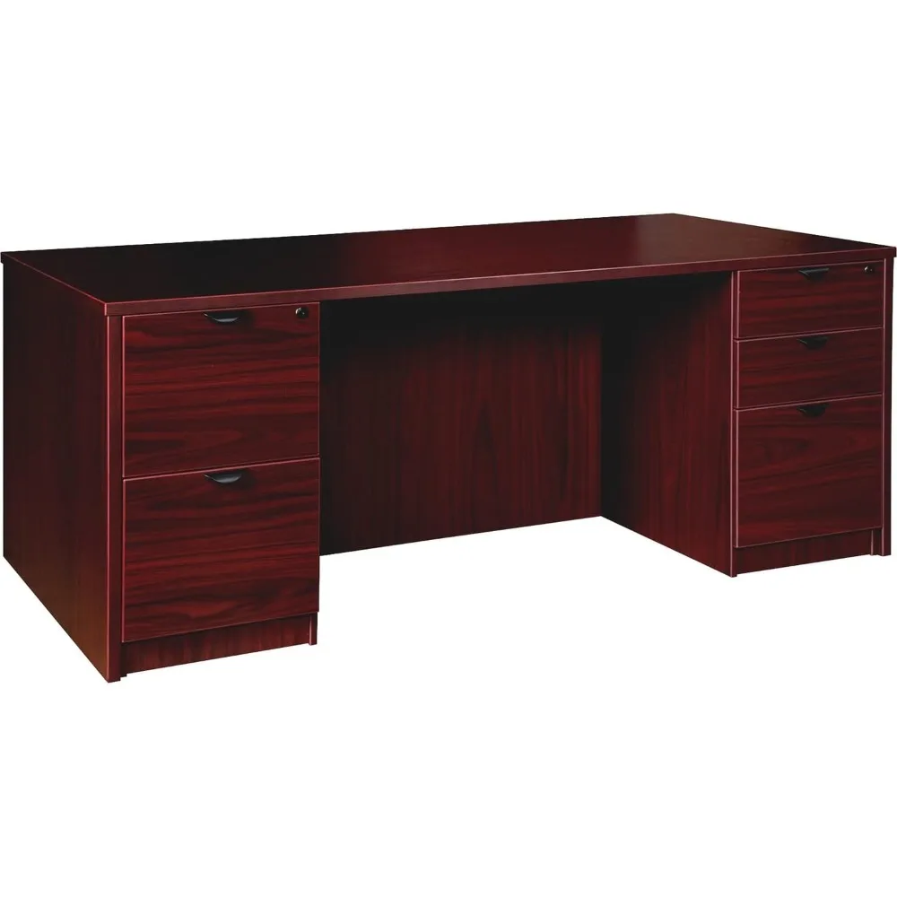 Mahogany Laminated Double-Pedestal Desk - 2-Drawer