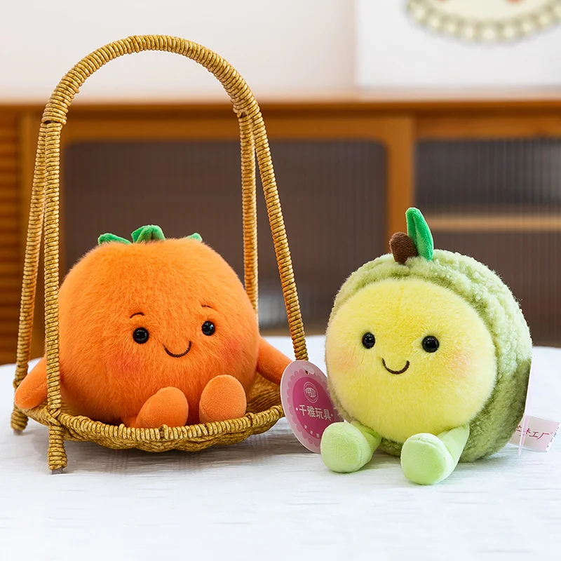 Smile Aroma Fruit Plush Toys Stuffed Persimmon Durian Hami Melon Peach Toys Mini Cute Office Desktop Companion Nice Gift