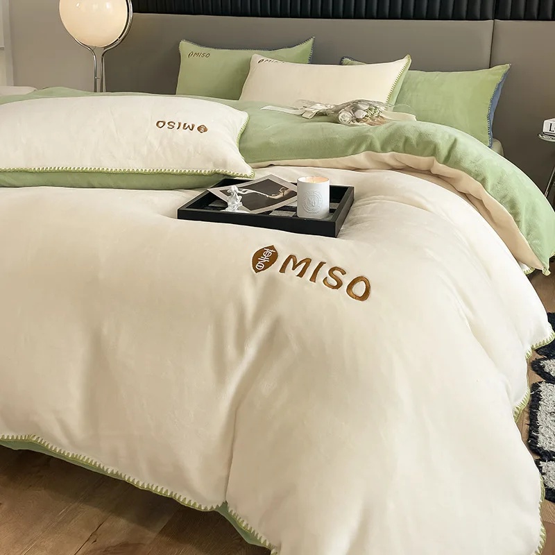 

High-end Thicker Winter Warm King Size Bedding Set Warmth Coral Velvet Bedding Sets Soft Comfortable Duvet Cover Set with Sheets