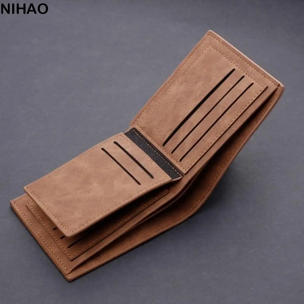 

PU Leather Men's Wallet Multi-functional Zipper Closure Short Card Bag Large Capacity Square Credit Card Holder